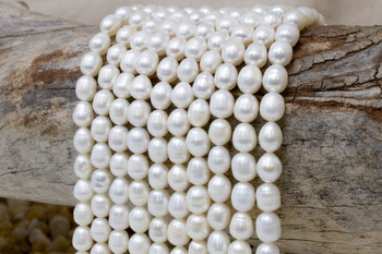 Freshwater Pearls A Grade Polished White 7-8mm Rice