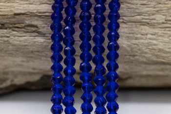 Czech Glass 3mm English Cut Round -- Cobalt
