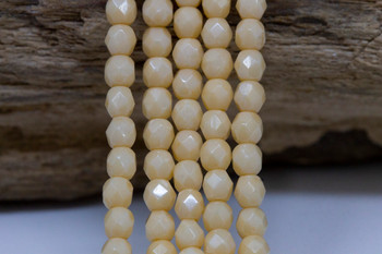 Fire Polish 4mm Faceted Round - Luster Opaque Champagne