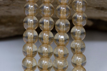Czech Glass 6mm  Round -- Luster Transparent Champagne