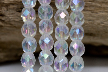 Fire Polish 6mm Faceted Round - Crystal Double Sided AB