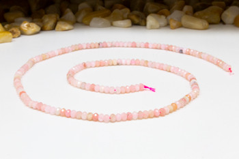 Pink Opal Polished 2x3mm Faceted Rondelle