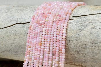 Pink Opal Polished 2x3mm Faceted Rondelle