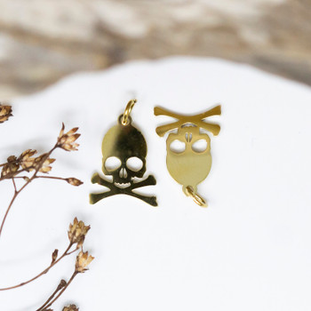 Gold Plated 12x10mm Skull & Bones Charm