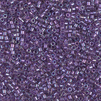 Delicas Size 11 Miyuki Seed Beads -- 1754 Crystal / Sparkle  Purple Lined
