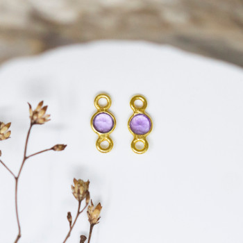 Amethyst Polished Vermeille 3mm Faceted Coin Connector