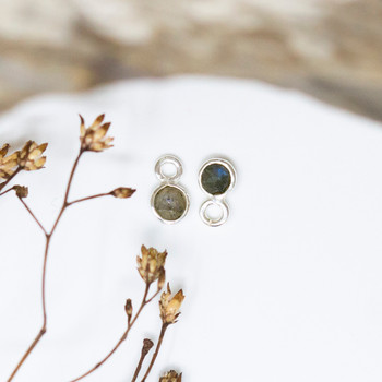 Labradorite Polished Sterling Silver 3mm Faceted Coin Charm