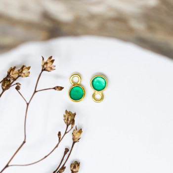 Green Onyx Polished Vermeille 3mm Faceted Coin Charm