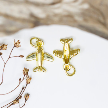 Gold Plated 14.5x12.5mm Small Airplane Charm