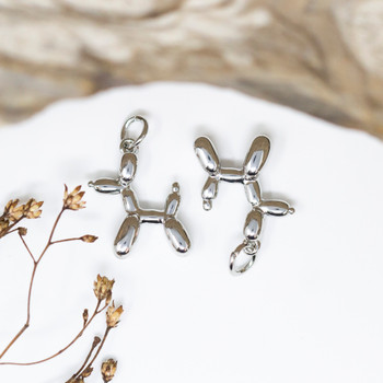 Silver Plated 17x15mm Balloon Animal Dog Charm