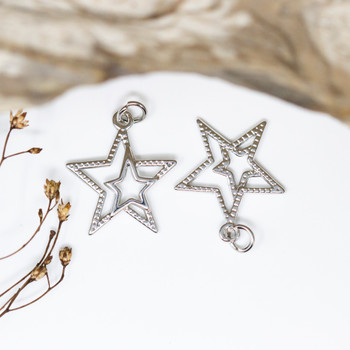 Silver Plated 22x19.5mm Penagram Charm