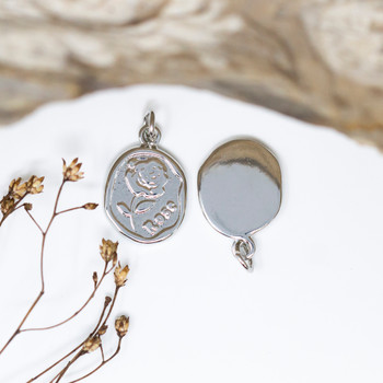 Silver Plated 18x13mm Rose Flower Charm