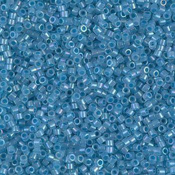 Delicas Size 11 Miyuki Seed Beads -- 1761 Opal AB / Sparkle Sky Blue Lined