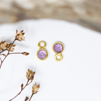 Amethyst Polished Vermeille 3mm Faceted Coin Charm