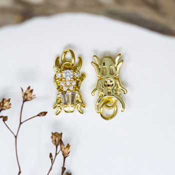 Gold Plated Micro Pave 14x8.5mm Beetle Charm