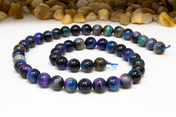 Galaxy Tiger Eye A Grade Polished Blue/Purple Blue 8mm Round