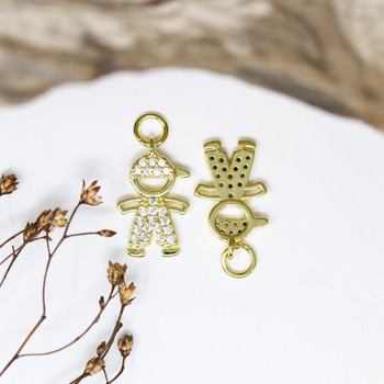 Gold Plated Micro Pave 10.5x17mm Boy Charm