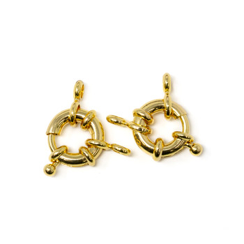 18K Gold Plated 11.5mm Spring Ring Clasp With Bail