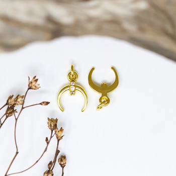 Gold Plated Micro Pave 10x8mm Double Horn Charm