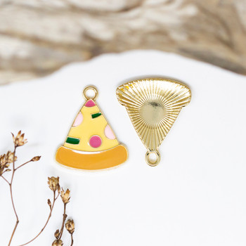 Gold Plated Enamel 19x17mm Pizza Charm