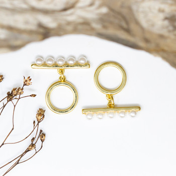 Gold Plated 12mm Pearl Bar 22mm Toggle