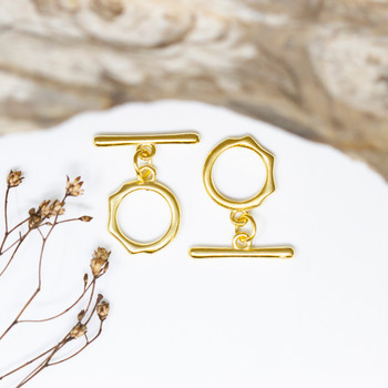 Gold Plated Satin 13mm Organic Round Toggle
