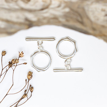 Sterling Silver Plated 13mm Organic Round Toggle