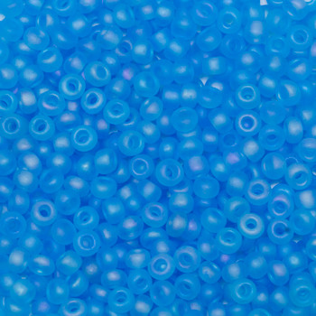 Size 8 Czech Seed Beads - 607 Aquamarine Matte Rainbow
