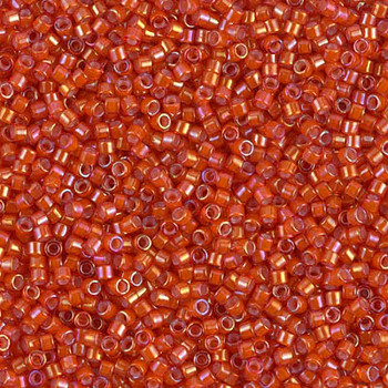 Delicas Size 11 Miyuki Seed Beads -- 1780 Flame Red AB / White Lined