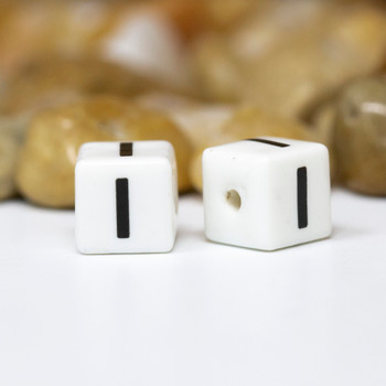 Ceramic 8mm Cube Alphabet Bead - I