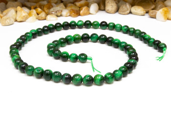Tiger Eye A Grade Polished Dyed Green 6mm Round