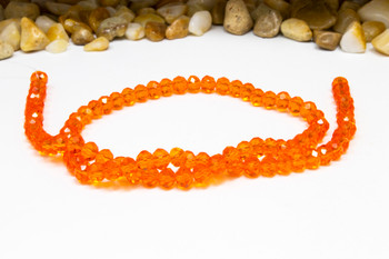 Glass Crystal Polished 4x6mm Faceted Rondelle - Transparent Orange