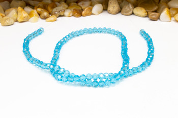 Glass Crystal Polished 3x4mm Faceted Rondelle - Light Cerulean
