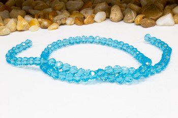 Glass Crystal Polished 5x6mm Faceted Rondelle - Light Cerulean