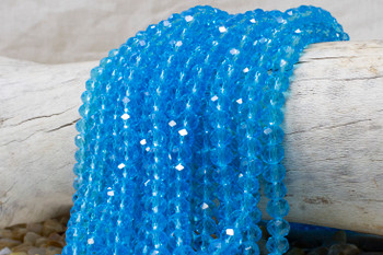 Glass Crystal Polished 6x8mm Faceted Rondelle - Light Cerulean