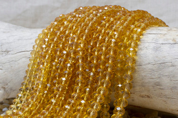 Glass Crystal Polished 6x8mm Faceted Rondelle - Light Topaz