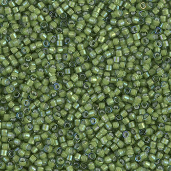 Delicas Size 11 Miyuki Seed Beads -- 1786 Light Green / White Lined