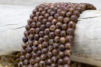 Tibetan Agate Brown & Beige 8mm Round