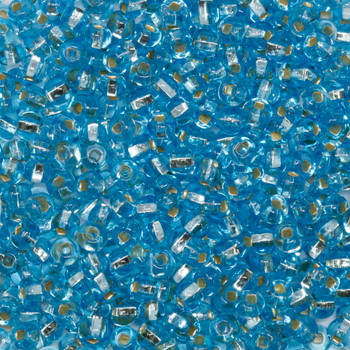 Size 8 Czech Seed Beads -  48 Light Aqua / Silver Lined