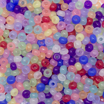 Size 8 Czech Seed Beads -  1264 Opal-in-Kaleidoscope