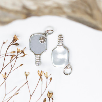 Silver Plated 17x9mm Pickleball and Bat Charm