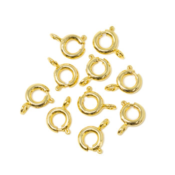 18K Gold Plated 6mm Spring Ring Clasp - 10 Pieces