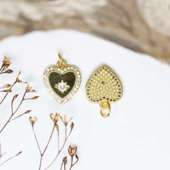 Gold Plated Micro Pave 12mm Heart with Star Charm