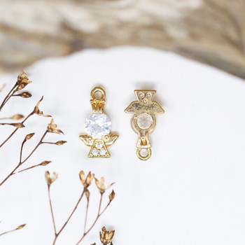 Gold Plated Micro Pave 13x7.5mm Angel Charm