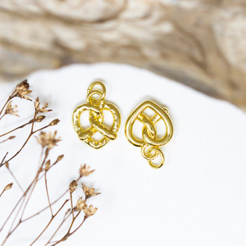 Gold Plated 11mm Pretzel Heart Charm
