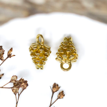 Gold Plated 12x8mm Pine Cone Charm