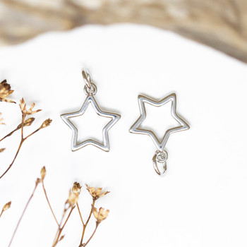 Silver Plated 12mm Open Star Charm