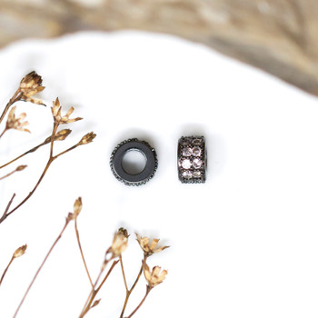 Black Micro Pave 4x6mm Rondelle Bead