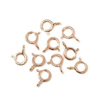 Rose Gold Plated Sterling Silver 5mm Spring Ring Clasp - 10 Pieces