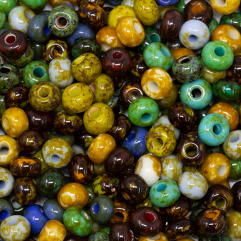 Size 6 Czech Seed Beads -- 1372 Travertine Parquet